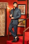 Buy_DESIGN O STITCH_Blue Soft Suiting Applique Laser Cut Tuxedo With Pant _at_Aza_Fashions