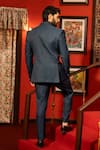 Shop_DESIGN O STITCH_Blue Soft Suiting Applique Laser Cut Tuxedo With Pant _at_Aza_Fashions