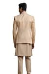 DESIGN O STITCH_Beige Silk Embroidered Thread Solid Kurta Set With Jacket _at_Aza_Fashions