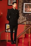 Shop_DESIGN O STITCH_Black Textured Embroidered Cutdana Bandhgala With Pant _Online_at_Aza_Fashions