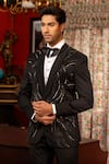 Shop_DESIGN O STITCH_Black Suiting Hand Embroidered Cutdana Tuxedo Jacket With Pant _Online_at_Aza_Fashions