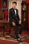 Shop_DESIGN O STITCH_Black Suiting Hand Embroidered Cutdana Tuxedo Jacket With Pant 