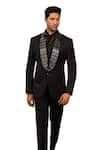 Buy_DESIGN O STITCH_Black Suiting Embroidered Sequins Tuxedo Jacket With Pant _Online_at_Aza_Fashions