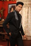 DESIGN O STITCH_Black Suiting Embroidered Sequins Tuxedo Jacket With Pant _at_Aza_Fashions