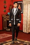 Buy_DESIGN O STITCH_Black Suiting Printed Stripe Blazer With Pant _at_Aza_Fashions