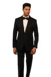 Buy_DESIGN O STITCH_Black Suiting Dual Textured Tuxedo Jacket With Pant _Online_at_Aza_Fashions