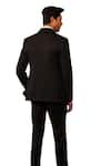 DESIGN O STITCH_Black Suiting Dual Textured Tuxedo Jacket With Pant _at_Aza_Fashions