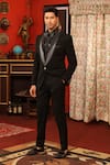 Buy_DESIGN O STITCH_Black Suiting Hand Embroidered Beads Tuxedo Jacket With Pant _Online_at_Aza_Fashions