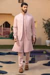 Buy_DESIGN O STITCH_Pink Textured Pintuck Kurta Set With Bundi _at_Aza_Fashions