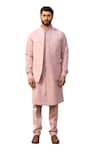 Shop_DESIGN O STITCH_Pink Textured Pintuck Kurta Set With Bundi _Online_at_Aza_Fashions