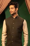 DESIGN O STITCH_Green Suiting Solid Bundi With Pant _at_Aza_Fashions