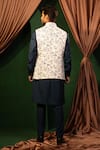 DESIGN O STITCH_Blue Suiting Digital Printed Floral Solid Kurta Set With Bundi _Online_at_Aza_Fashions