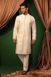 Buy_DESIGN O STITCH_White Silk Hand Embroidered Gota Dori Kurta With Pant _at_Aza_Fashions