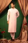 Shop_DESIGN O STITCH_Pink Silk Embroidered Thread Kurta With Pant _Online_at_Aza_Fashions