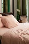 Saphed_Pink 100% Pure European Linen Plain Gulabjal Queen Duvet Cover _Online_at_Aza_Fashions