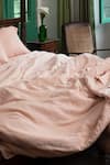 Buy_Saphed_Pink 100% Pure European Linen Plain Gulabjal Queen Duvet Cover _Online_at_Aza_Fashions