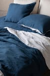 Buy_Saphed_Blue 100% Pure European Linen Plain Queen Size Flat Sheet _at_Aza_Fashions