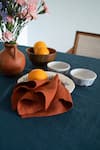 Saphed_Blue 100% Pure European Linen Plain Square Table Cloth _at_Aza_Fashions