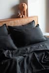 Buy_Saphed_Black 100% Pure European Linen Plain Kohl Queen Duvet Cover _at_Aza_Fashions