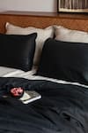 Shop_Saphed_Black 100% Pure European Linen Plain Kohl Queen Duvet Cover _at_Aza_Fashions