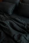 Saphed_Black 100% Pure European Linen Plain Kohl Queen Duvet Cover _Online_at_Aza_Fashions