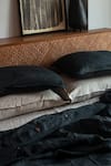 Saphed_Black 100% Pure European Linen Plain Kohl Queen Duvet Cover _at_Aza_Fashions