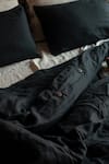 Buy_Saphed_Black 100% Pure European Linen Plain Kohl Queen Duvet Cover 