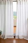 Buy_Saphed_White 100% Pure European Linen Plain Taj Curtain - Single Pc _at_Aza_Fashions