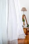 Shop_Saphed_White 100% Pure European Linen Plain Taj Curtain - Single Pc _at_Aza_Fashions