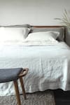 Buy_Saphed_White 100% Pure European Linen Plain Taj Queen Size Duvet Cover _at_Aza_Fashions