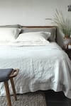 Buy_Saphed_White 100% Pure European Linen Plain Taj King Size Duvet Cover _at_Aza_Fashions