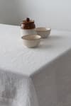 Buy_Saphed_White 100% Pure European Linen Plain Taj Table Cloth _at_Aza_Fashions