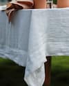 Shop_Saphed_White 100% Pure European Linen Plain Taj Rectangle Table Cloth _Online_at_Aza_Fashions