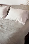 Buy_Saphed_Cream 100% Pure European Linen Plain Undyed Flat Sheet _at_Aza_Fashions