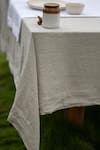 Saphed_Cream 100% Pure European Linen Plain Undyed Table Cloth _Online_at_Aza_Fashions