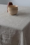 Saphed_Cream 100% Pure European Linen Plain Undyed Table Cloth _at_Aza_Fashions