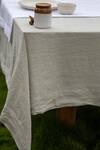 Saphed_Cream 100% Pure European Linen Plain Undyed Rectangle Table Cloth _Online_at_Aza_Fashions