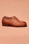 Shop_Dmodot_Brown Alto Tesso Weave Pattern Oxfords _Online_at_Aza_Fashions