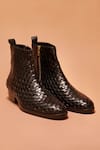 Shop_Dmodot_Black Sprazzo Tesso Nero Boots _at_Aza_Fashions