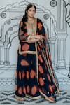 Buy_Gulabo Jaipur_Blue Georgette Embroidery Bandhani U Neck Aksar Pattern Kurta Sharara Set _at_Aza_Fashions