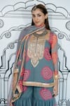 Gulabo Jaipur_Grey Georgette Embroidery Bandhani U Neck Aksar Zardozi Work Kurta Sharara Set _at_Aza_Fashions