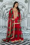 Gulabo Jaipur_Pink Georgette Embroidery Bandhani U Neck Aksar Pattern Kurta Set _Online_at_Aza_Fashions