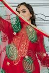 Shop_Gulabo Jaipur_Pink Georgette Embroidery Bandhani U Neck Aksar Pattern Kurta Set _Online_at_Aza_Fashions