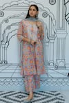 Buy_Gulabo Jaipur_Grey Cotton Printed Flower Round Naar Botanical Kurta Set _Online_at_Aza_Fashions