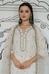 Buy_Gulabo Jaipur_Cream Cotton Embroidery Thread Notched Niha Kurta Set 