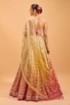 Shop_Cedar & Pine_Gold Tulle Embroidered Thread Sweetheart Ombre Lehenga Set _at_Aza_Fashions