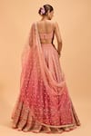 Shop_Cedar & Pine_Pink Organza Embroidered Sequin Scoop Lehenga Set _at_Aza_Fashions