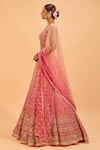 Buy_Cedar & Pine_Pink Organza Embroidered Sequin Scoop Lehenga Set _Online_at_Aza_Fashions