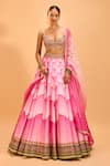 Buy_Cedar & Pine_Pink Dupion Embellished Sequin Sweetheart Lehenga Set _at_Aza_Fashions