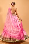 Shop_Cedar & Pine_Pink Dupion Embellished Sequin Sweetheart Lehenga Set _at_Aza_Fashions